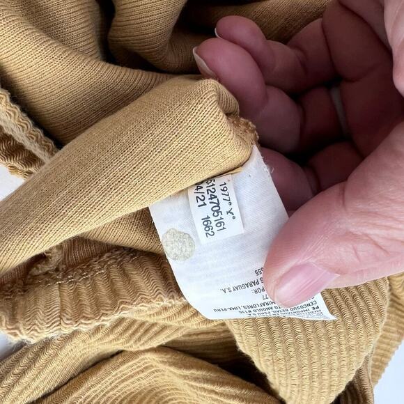 American Eagle Button Down Shirt Jacket Hoodie Brown Mustard Corduroy Cropped S - Picture 8 of 10